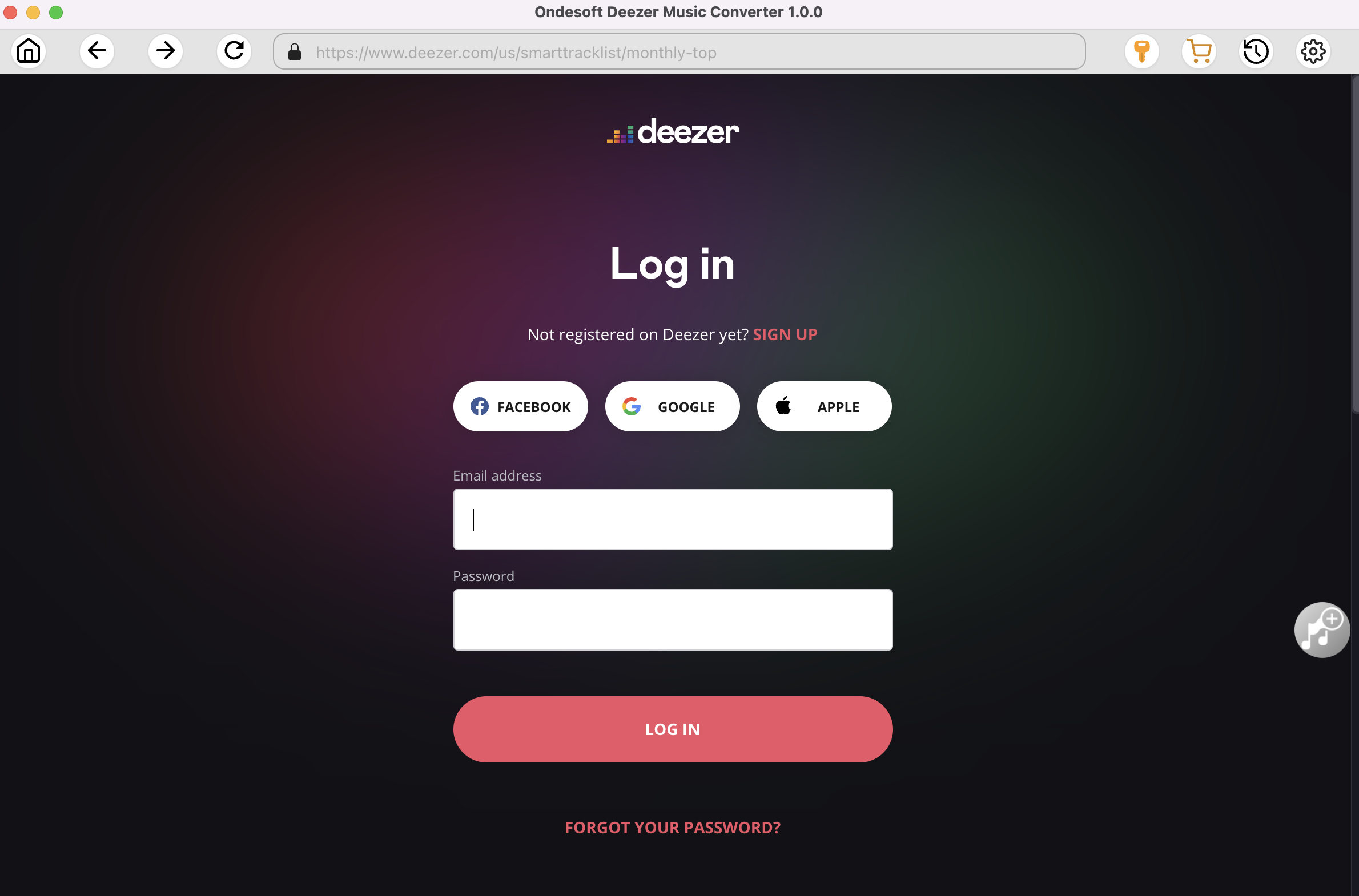 log in Deezer