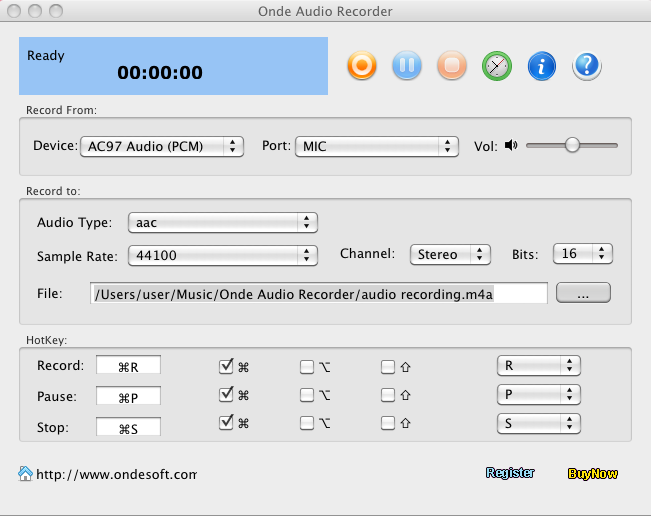 Onde Audio Recorder for Mac, mp3 sound recorder, acc sound recorder