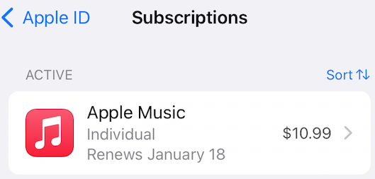Apple Music subscription