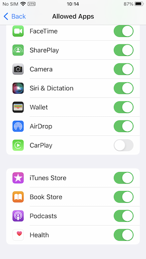 Turn off the CarPlay