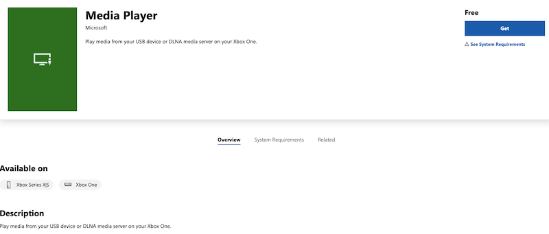 Media Player app Xbox