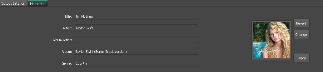 song metadata
