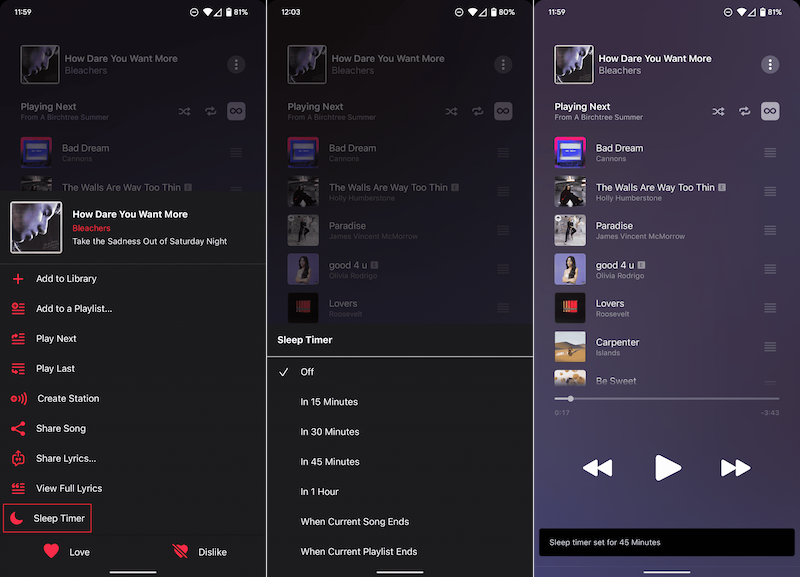 Apple Music Sleep Timer