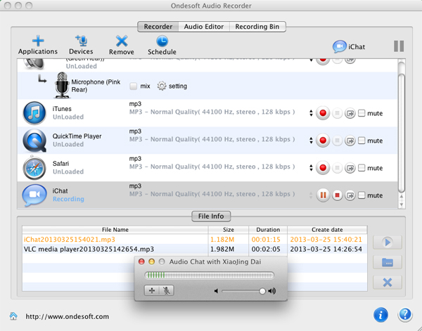 تسجيل محادثات iChat على MP3 على Mac