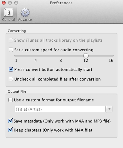 AudioBook Converter preferences