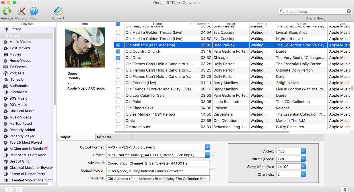 Converti file audio Apple Music AAC in MP3