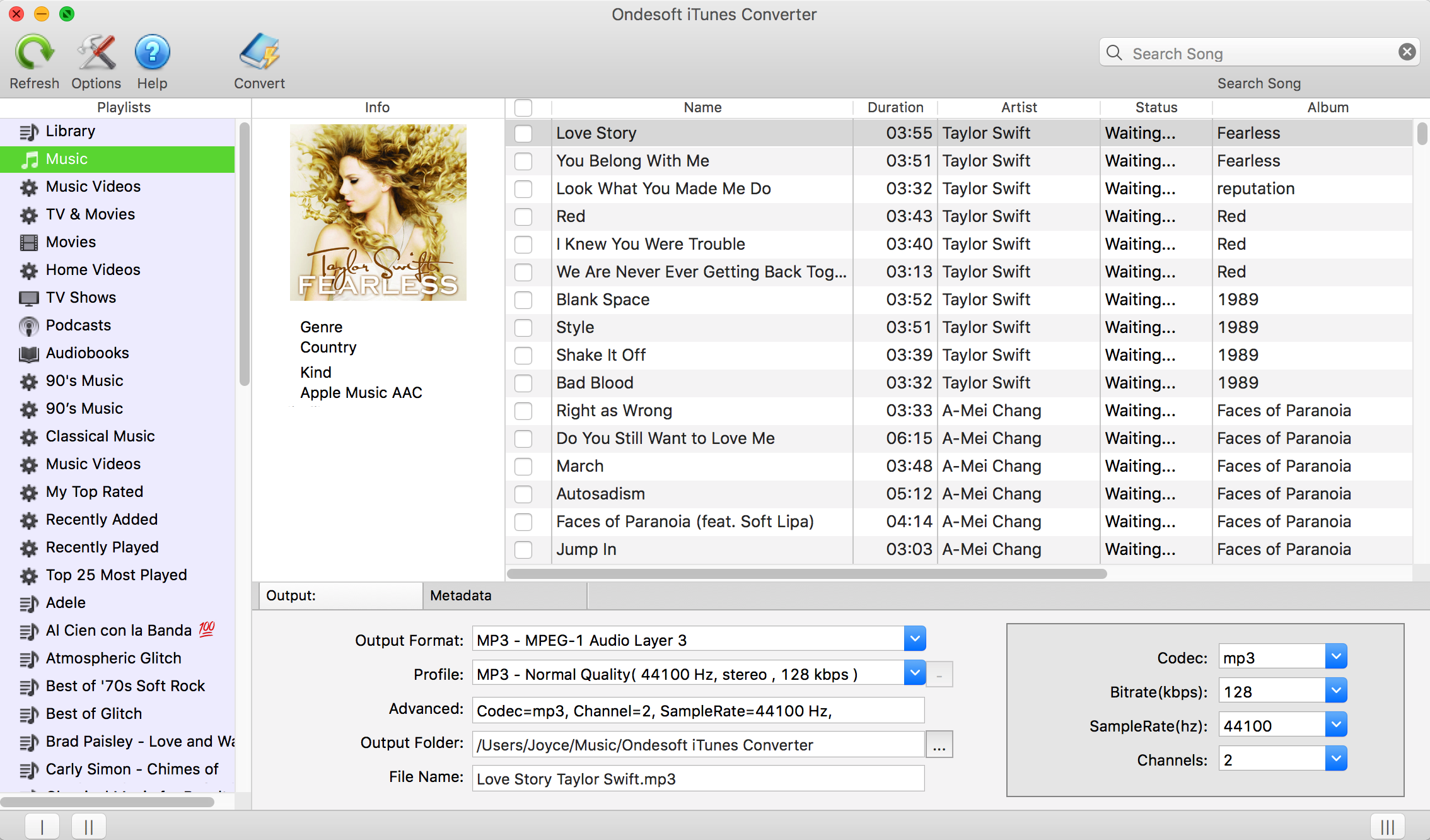 Interfaccia di Apple Music Converter