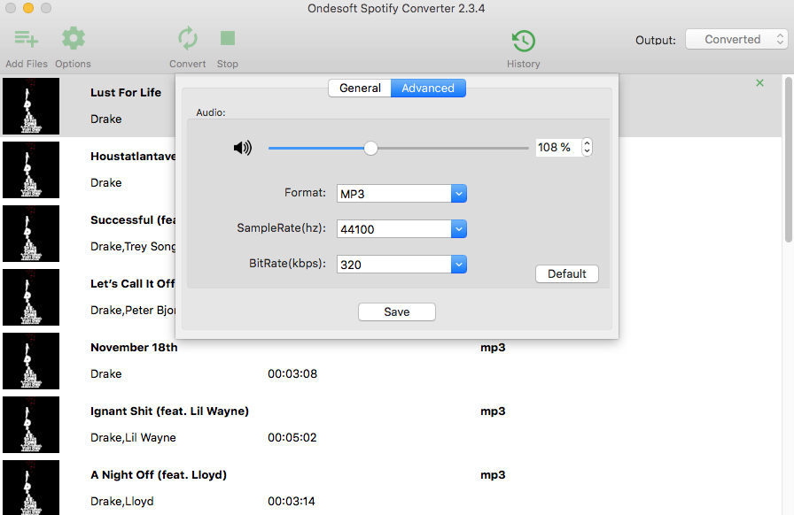 Spotify su mp3, m4a, wav, flac