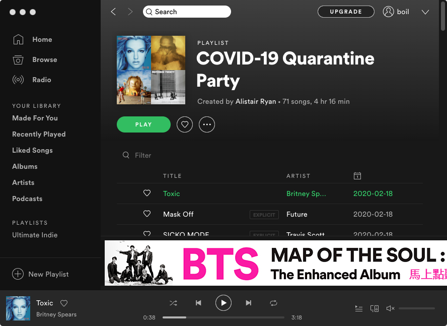 trascina e rilascia i brani Spotify