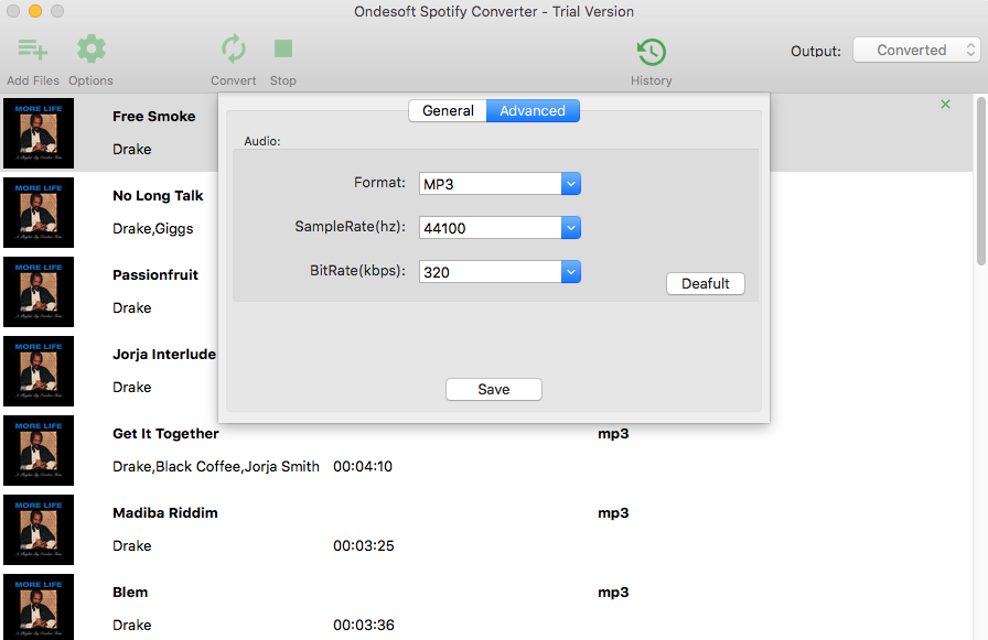 Spotify su mp3, m4a, wav, flac