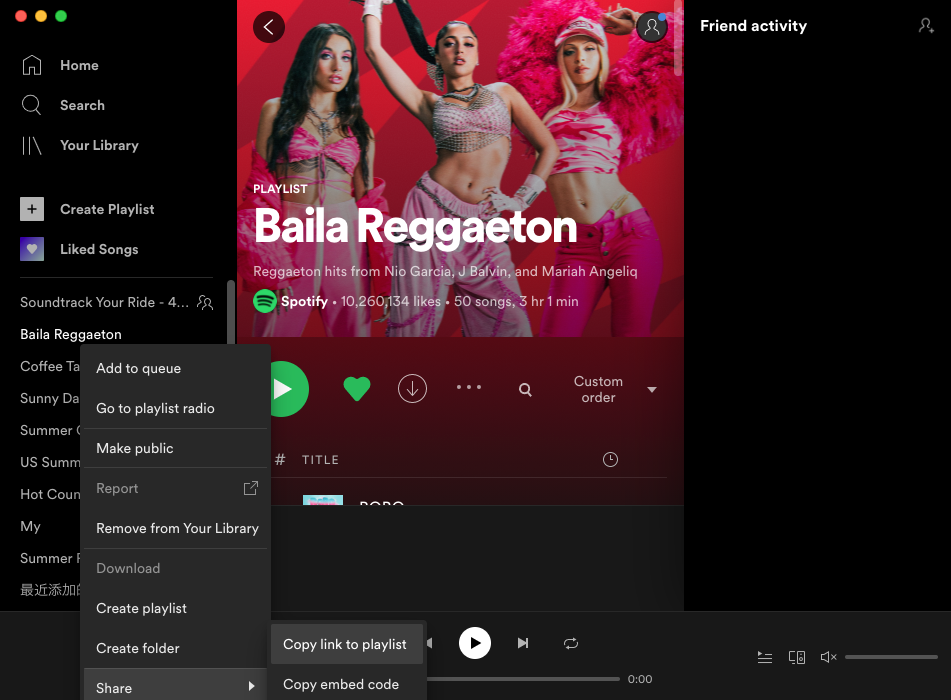 copia playlist Spotify