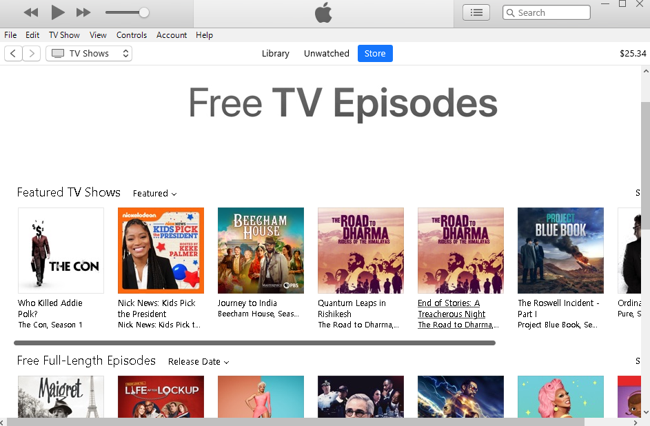 iTunes Free TV Episodes
