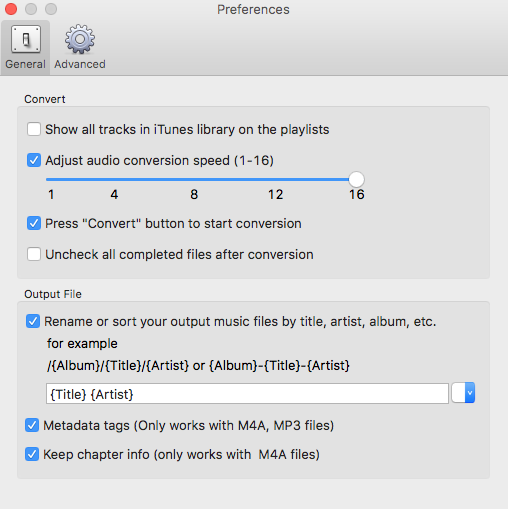 iTunes converter preferences