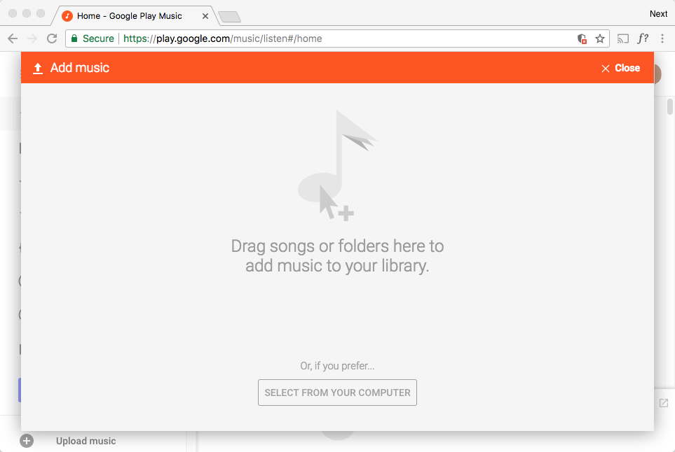 carregue músicas da Apple para o google play music