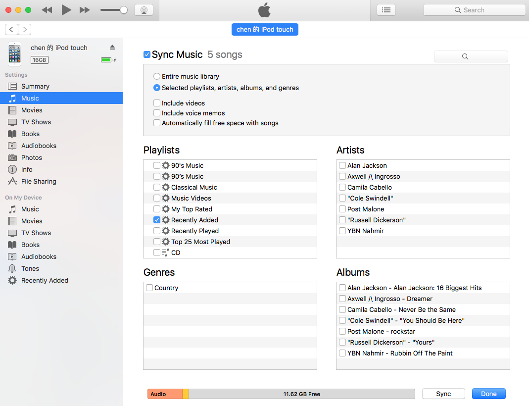 sincronizar iPod de música Spotify mp3