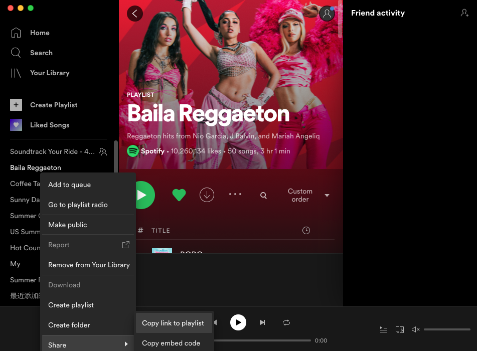 copiar lista de reprodução spotify