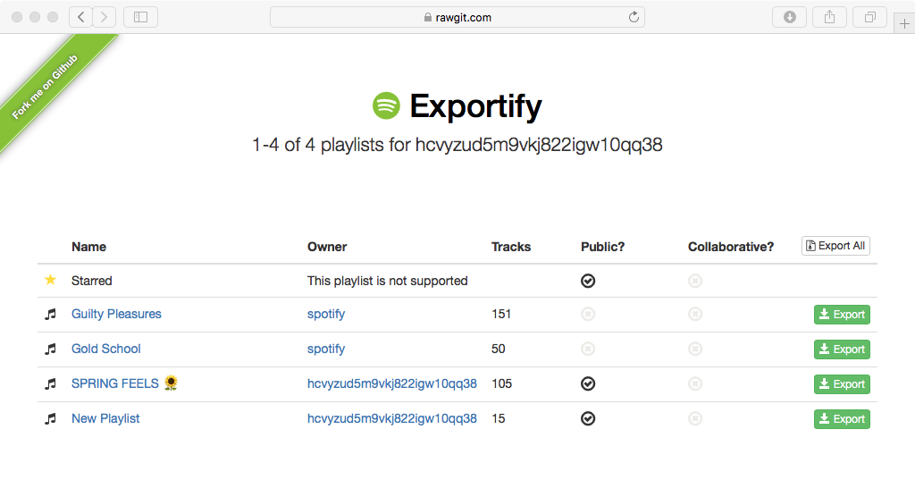 exportar playlist do Spotify