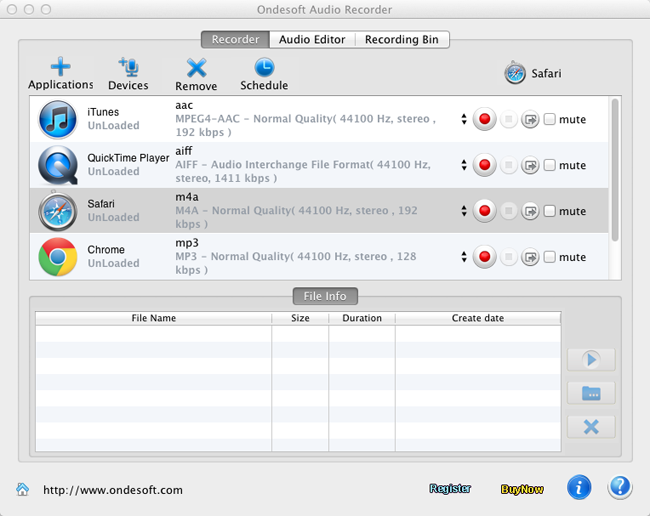 импорт приложений в аудиомагнитофон на Mac