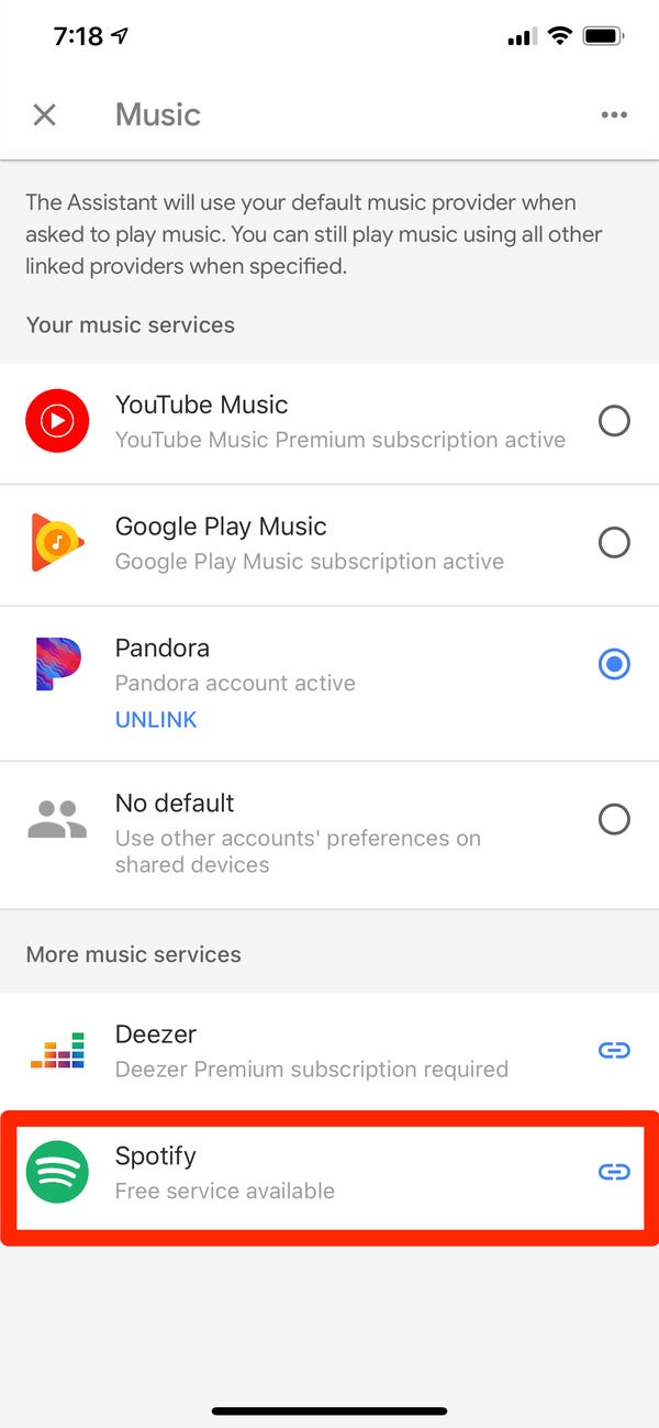 Свяжите Spotify с вашим Google Home