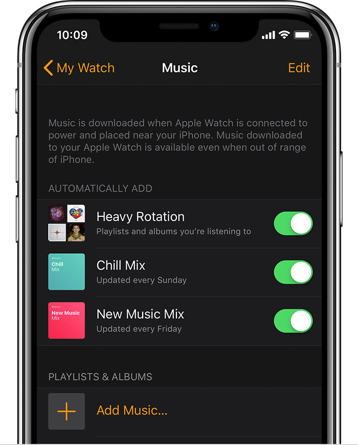 синхронизировать Spotify музыку с Apple Watch