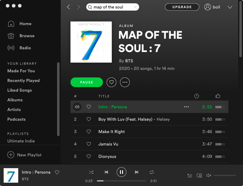 Перетащите песни spotify