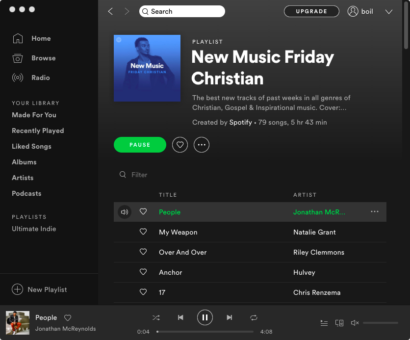 перетаскивание Spotify песен