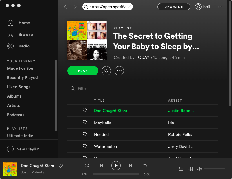 перетаскивание Spotify песен