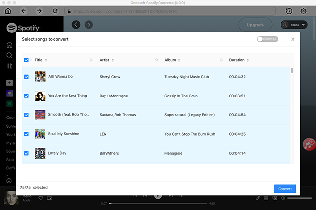 Where in the sonos app can I see the name of the spotify playlist that is playing?