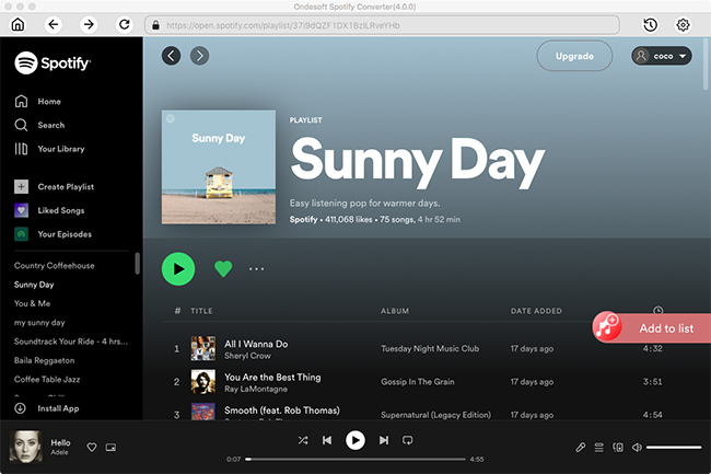 selecionar canções do spotify