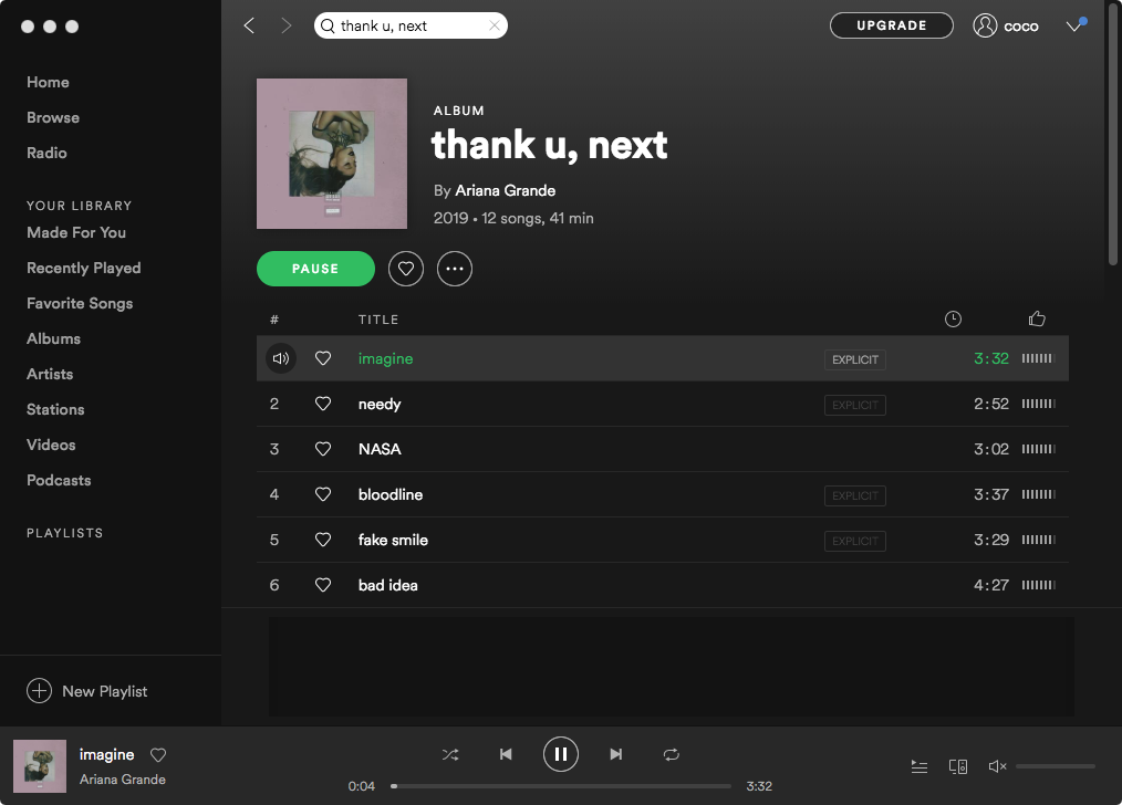 Free Download Ariana Grandes Thank U Next From Spotify