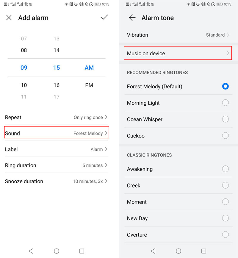 android alarm apple music