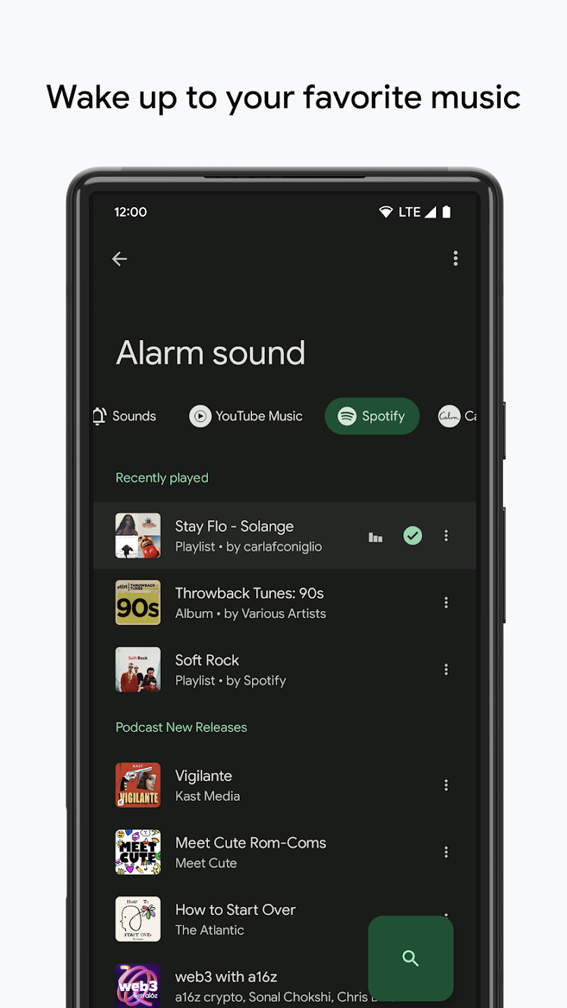 spotify Android alarm