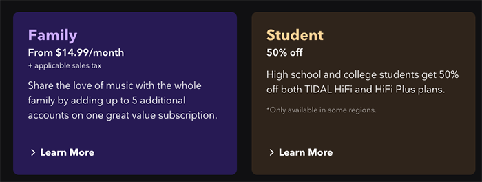 Tidal HiFi Student