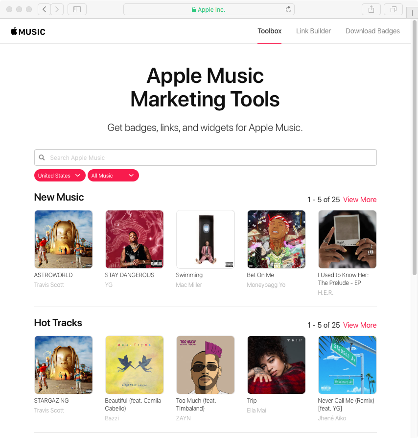 Apple Müzik web oynatıcısı