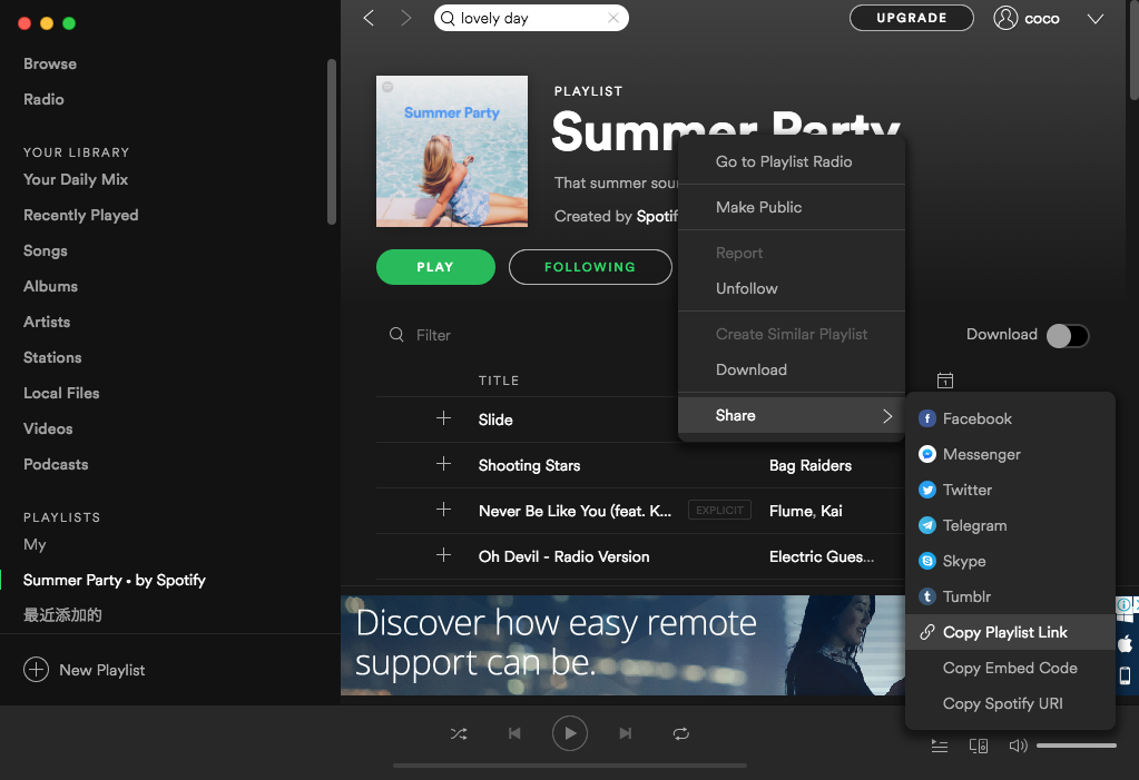 spotify url'sini kopyala
